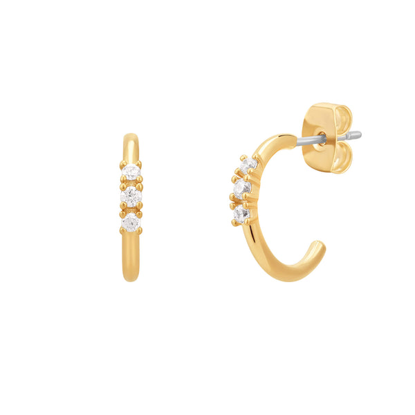 Triple CZ Mini Hoop Earrings