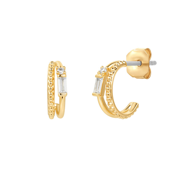 Baguette Double Hoop Earrings