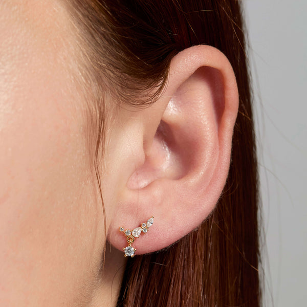 Crystal Cluster Crawler Earrings