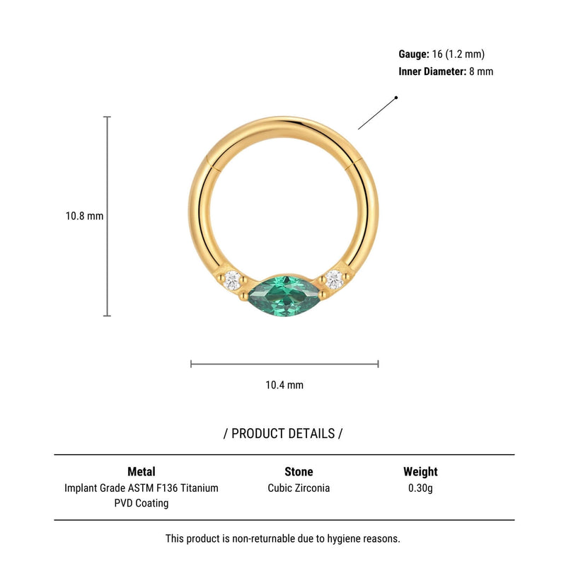 Green Single Marquise Clicker (16G)