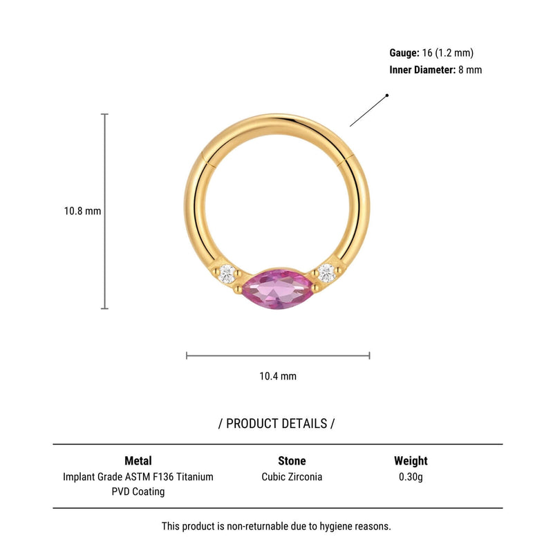 Fuschia Single Marquise Clicker (16G)