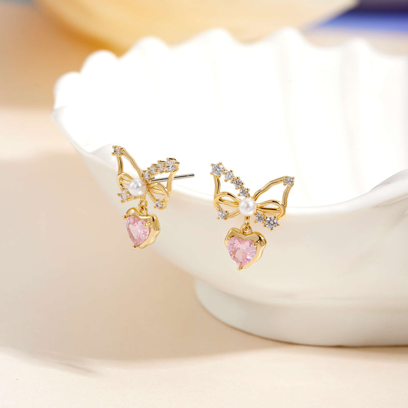 Pink Kitsch Ribbon Earrings