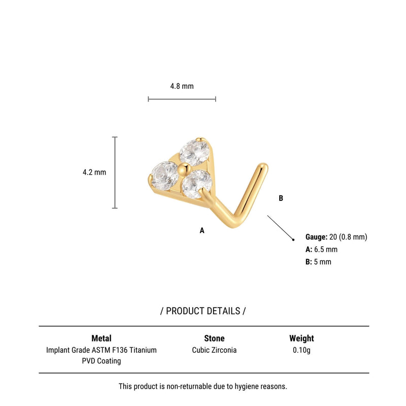 Trinity Nose L-Stud (20G)