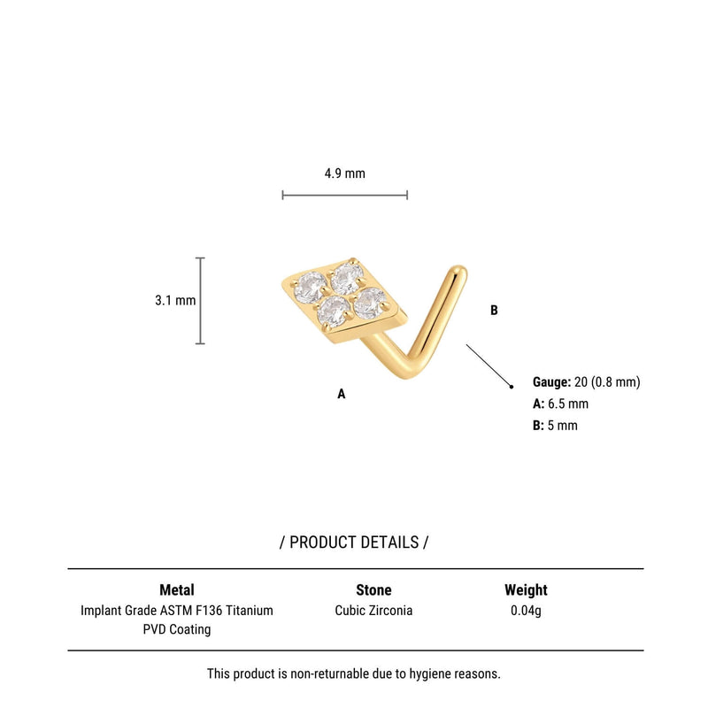 Rhombus Nose L-Stud (20G)