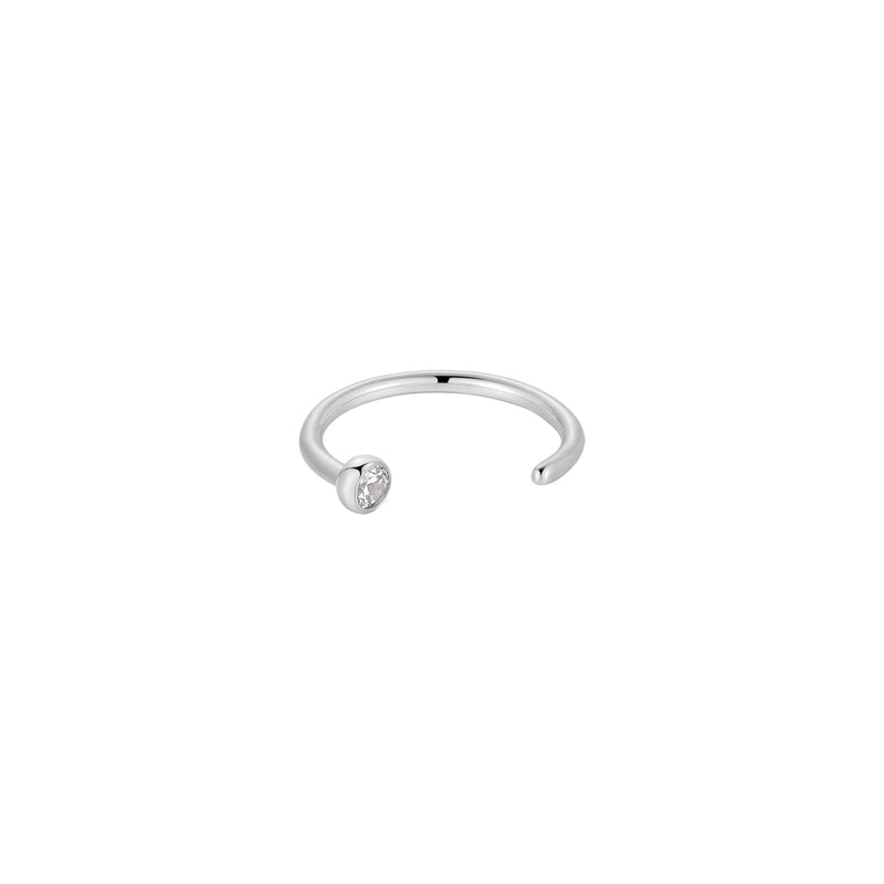 White CZ Bezel End Open Hoop (20G)