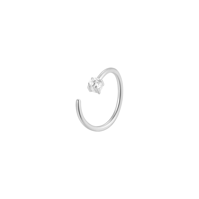 White CZ Twist Open Hoop (20G)