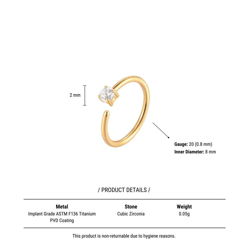 Solitaire White CZ Hoop (20G)