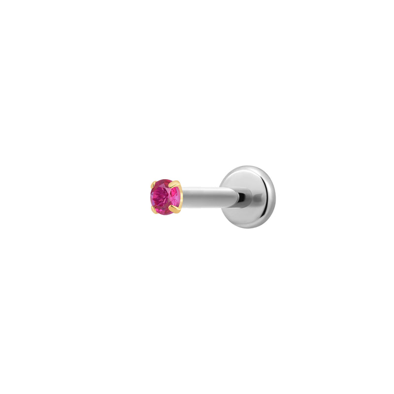 Fuschia Simple CZ Labret (16G)