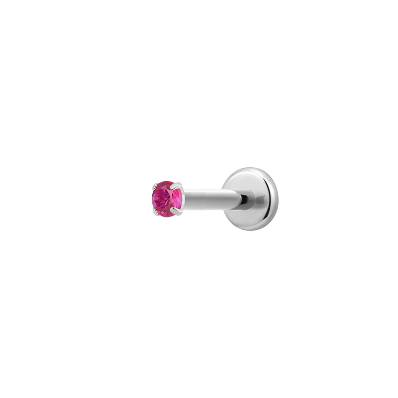 Fuschia Simple CZ Labret (16G)