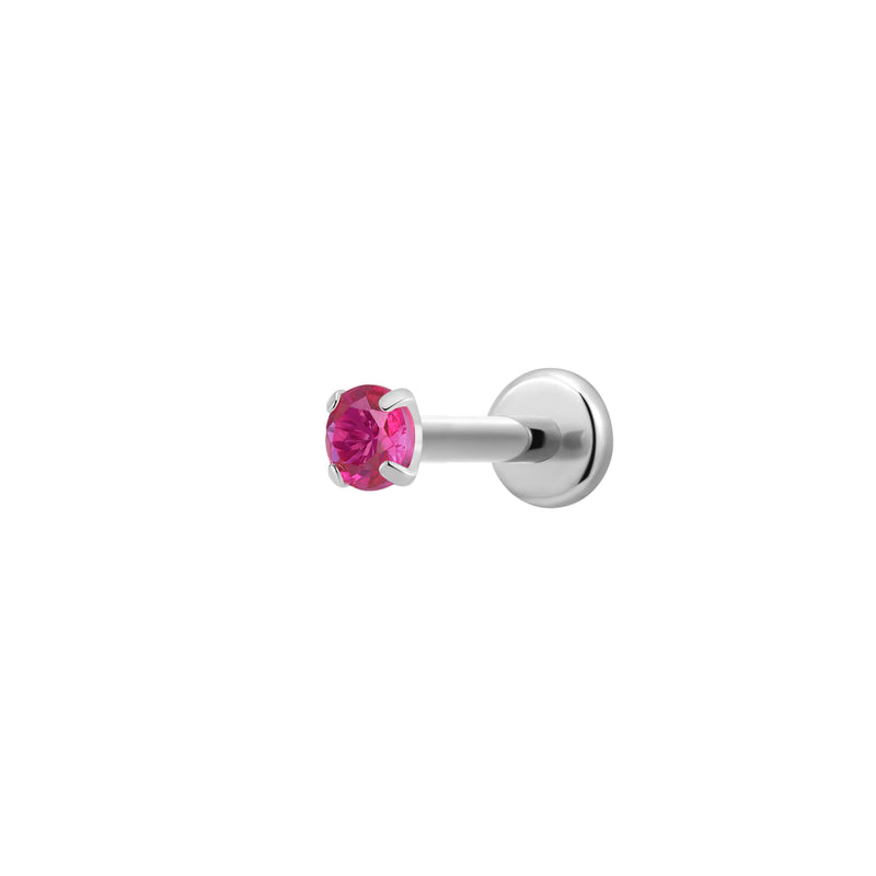 Fuschia Simple CZ Labret (16G)