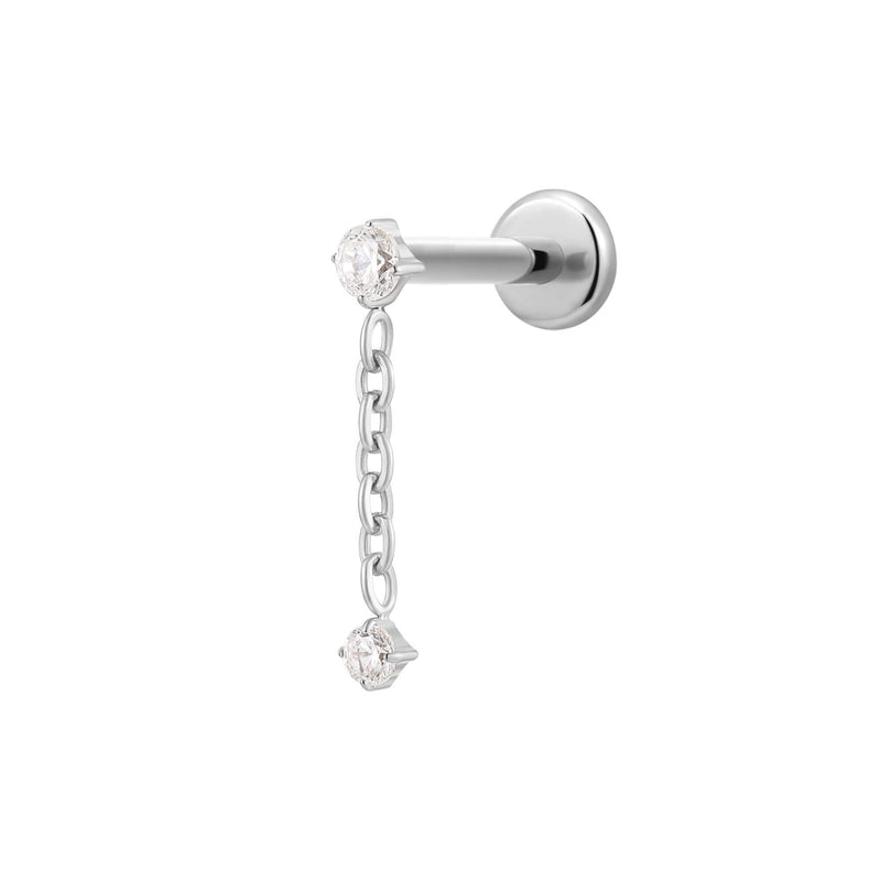 White CZ Chain Dangle Labret (16G)