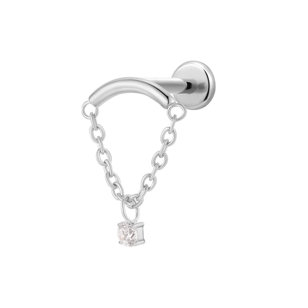 Curved Bar With CZ Dangle Labret (16G)