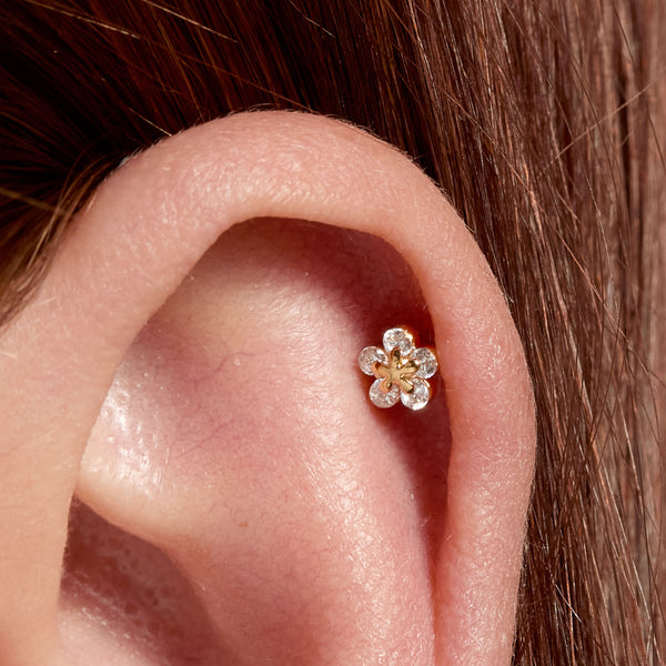Tiny Crystal Flower Piercing