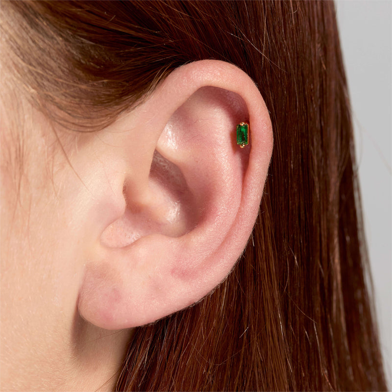 Green Single Baguette Piercing