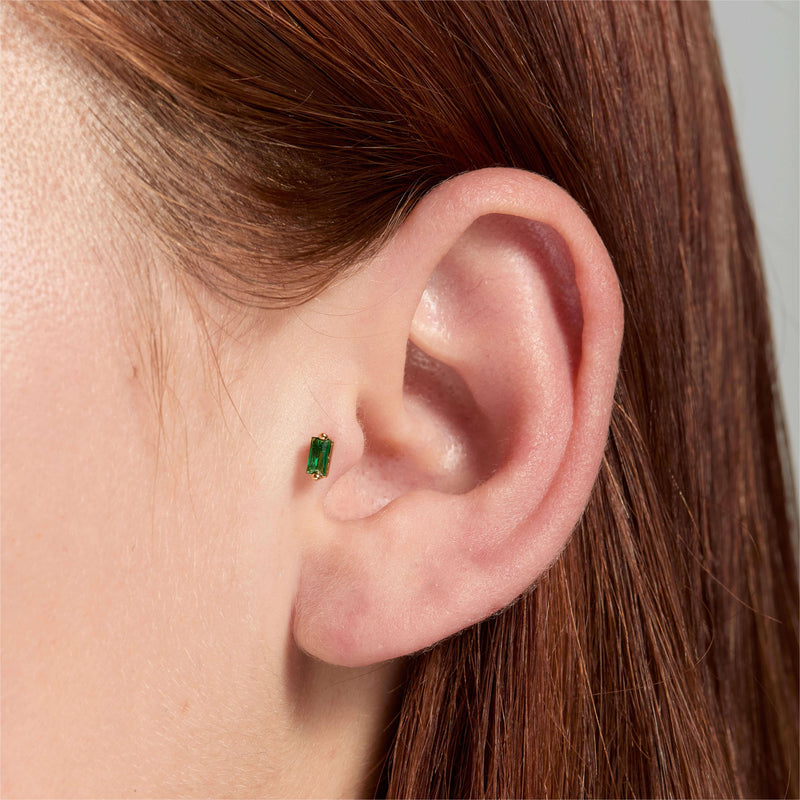 Green Single Baguette Piercing