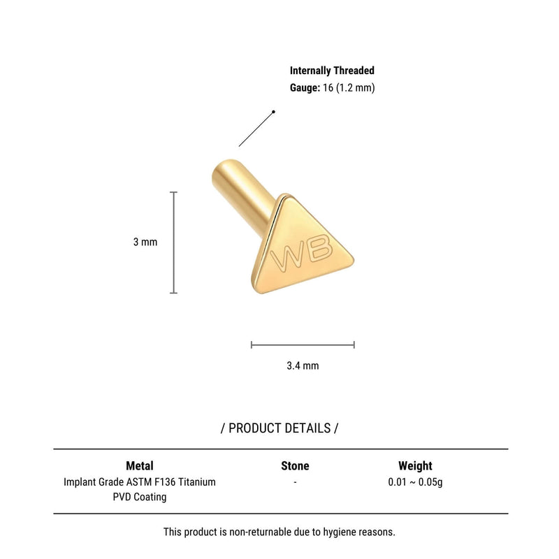 Internally Threaded Triangle Labret (16G)