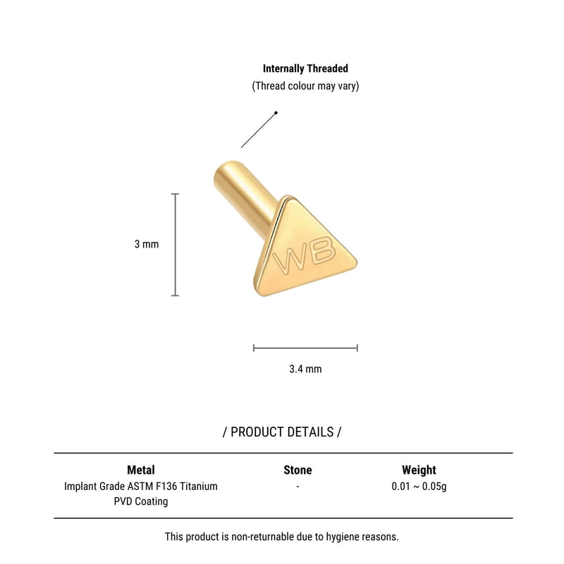 Internally Threaded Triangle Labret (16G)