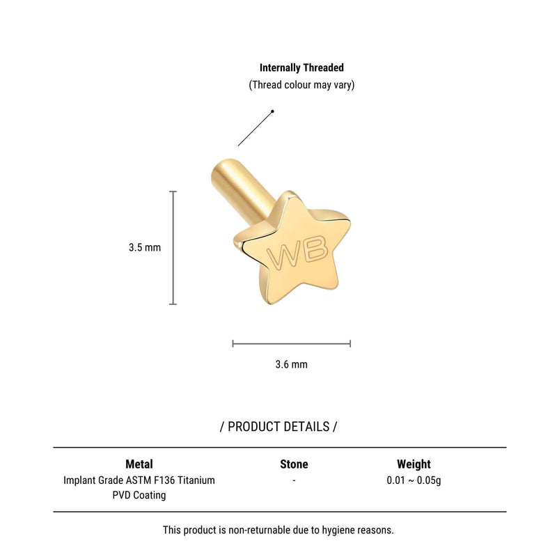 Internally Threaded Star Labret (16G)