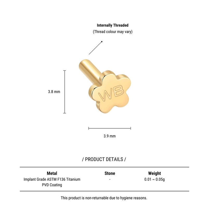 Internally Threaded Flower Labret (16G)