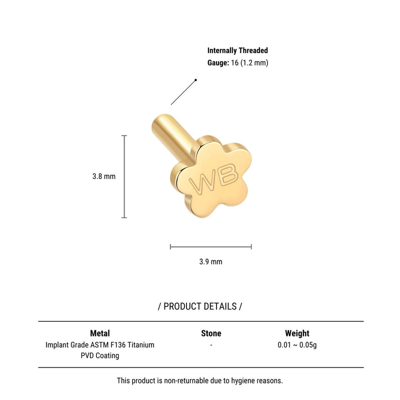 Internally Threaded Flower Labret (16G)