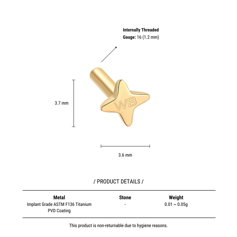 Internally Threaded Sparkle Labret (16G)