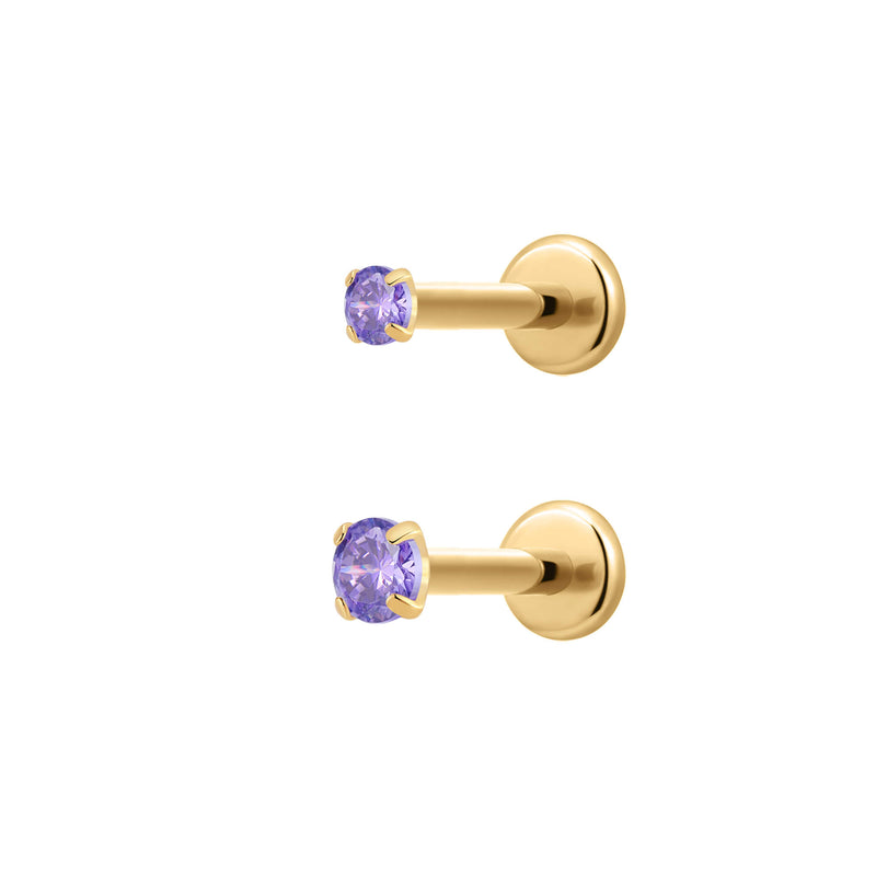 Purple Simple CZ Labret Bundle (16G)