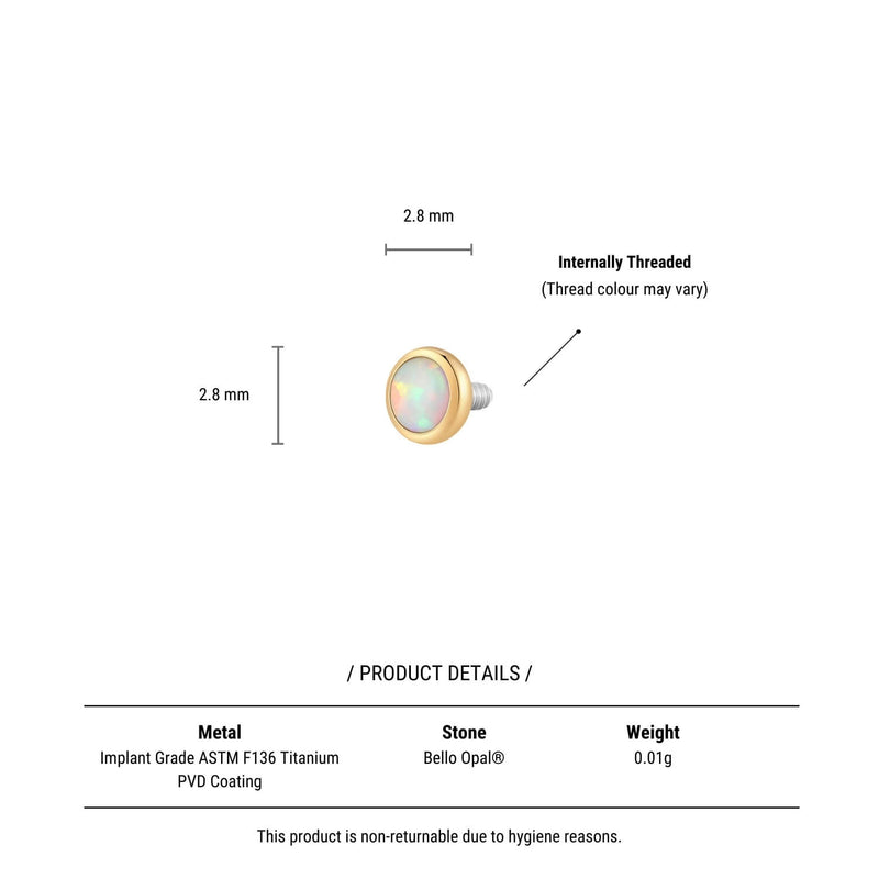 3mm White Opal Bezel Piercing