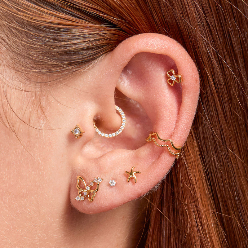 3-Petal Hollow Flower Piercing